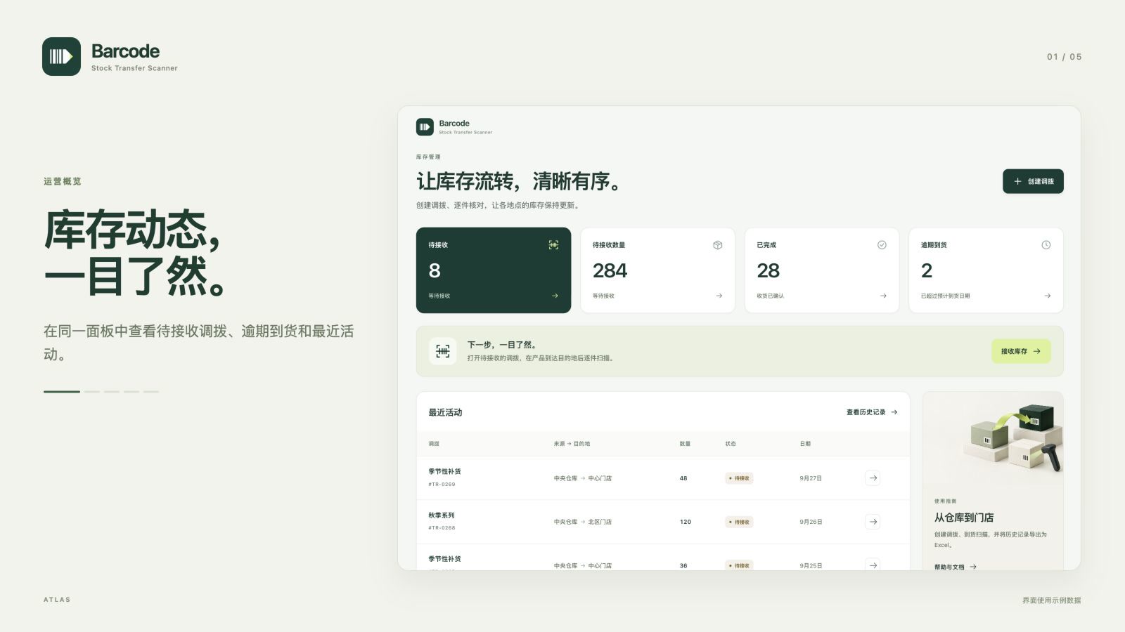 库存动态，
一目了然。